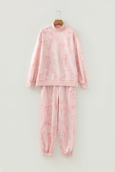 Camo Print Mock Neck Jogger Pant Set