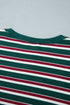 Striped Waffle Knit Round Neck Long Sleeve Sweatshirt