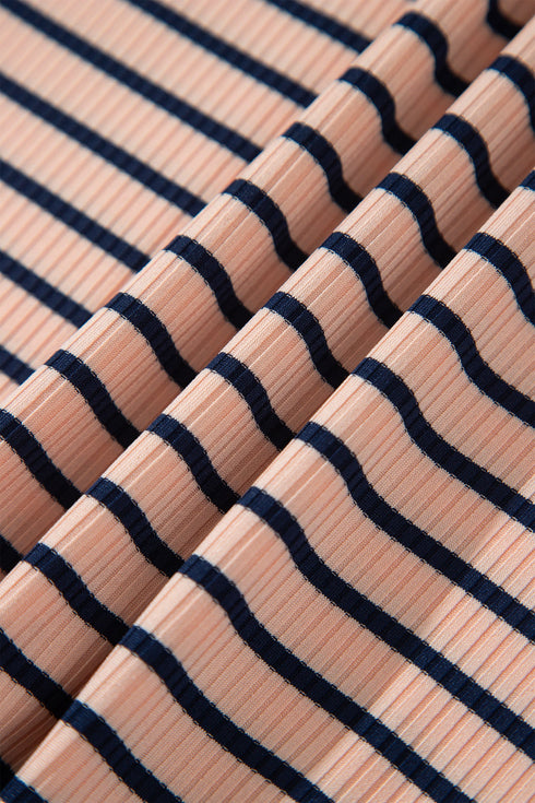 Striped V Neck Long Sleeve Lounge Set