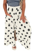 Wide Leg Polka Dot Elastic Waist Pants