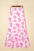 Bohemian Floral Print High Waist Ruffle Split Maxi Skirt