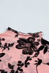 Feminine Floral Print Sheer Mesh Long Sleeve Blouse