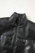Double Flap Pocket Western Faux Leather Zip Up Vest