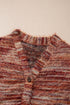 Polyester Fuzzy Striped Pattern Button Front Cardigan