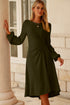 Viscose Polyester Ruched Long Sleeve Midi Dress