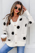 Polka Dot Button Front Oversized V Neck Cardigan