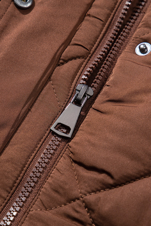 Casual Quilted Longline Stand Collar Puffer Vest