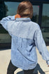 Striped Pattern Vintage Denim Long Sleeve Blouse