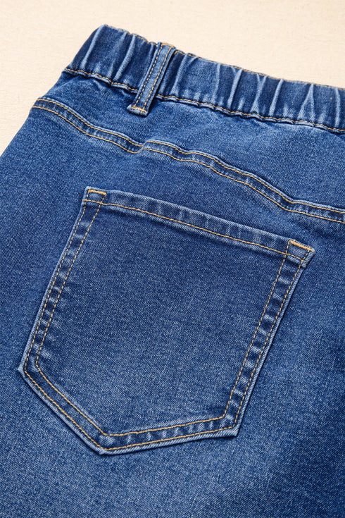 Washed Denim Lace Up Detail Statement Jeans