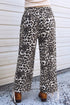 Cotton Denim Leopard Print Drawstring Jogger Jeans