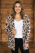 Leopard Print Long Sleeve V Neck Tunic Jacket