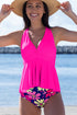 Empire Waist V Neck Flounce Hem Swim Tankini Top