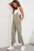 Solid Casual Adjustable Spaghetti Strap Straight Leg Jumpsuit