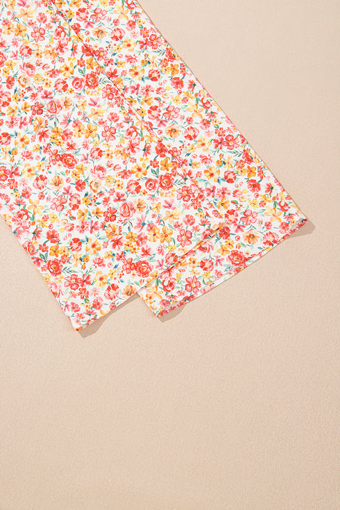 Bohemian Floral Print Bandeau Wide Leg Pant Set