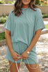 Corded Ribbed Knit Loose Fit Tee And Short Set