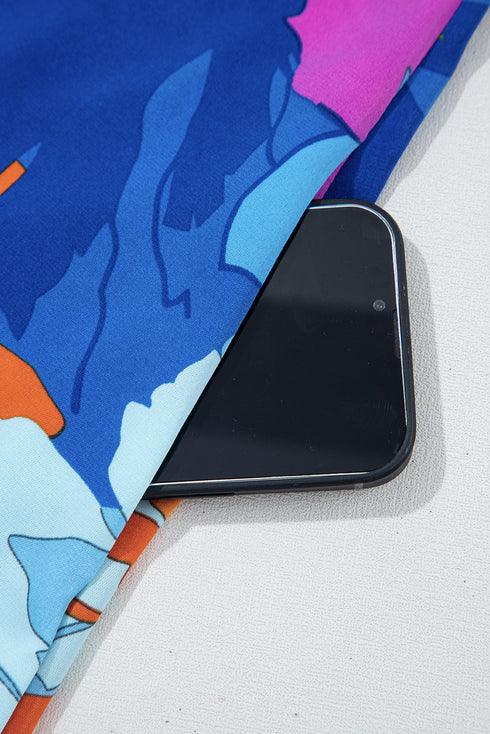 Bohemian Ruffle Sleeve Shift Silhouette Pocketed Mini Floral Dress