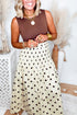 Polka Dot Smocked High Waist Long Skirt