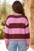 Striped Drop Shoulder Long Sleeve Pullover Knit Sweater
