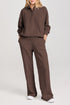 Collared Raglan Sweatshirt And Wide Leg Pant Set
