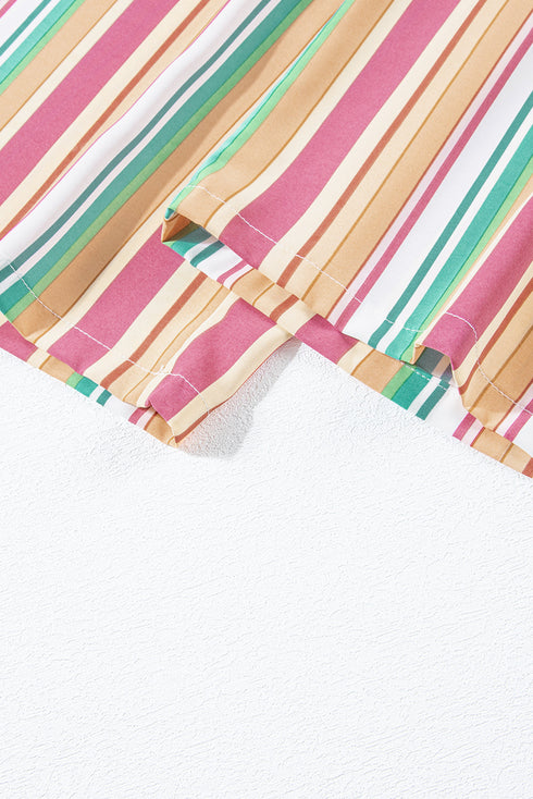 Bohemian Striped Smocked High Waist Wide Leg Pants