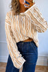 Wavy Hollow Out Knit Cotton Pullover Long Sleeve Sweater