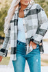 Paneled Pocketed Button Down Long Sleeve Plaid Shacket