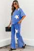 Acid Wash Star Applique Rolled Trim Pants Set