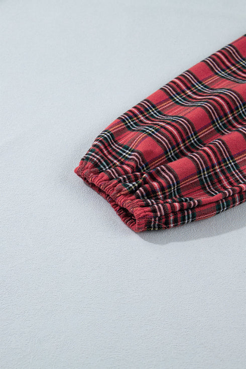 Plaid Tie Front Long Sleeve Shift Mini Dress