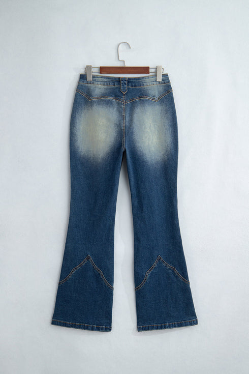 Pocket Detail Flare Leg Silhouette Denim Jeans