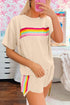 Vibrant Striped Detail Athleisure Two Piece Short Sets