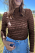 Sheer Textured Lace Stand Neck Western Long Sleeve Top