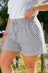 Checkerboard Pattern Lace Up High Waist Shorts