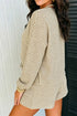 Striped Textured Knit Long Sleeve Top Elastic Waist Shorts Outfit Short Set