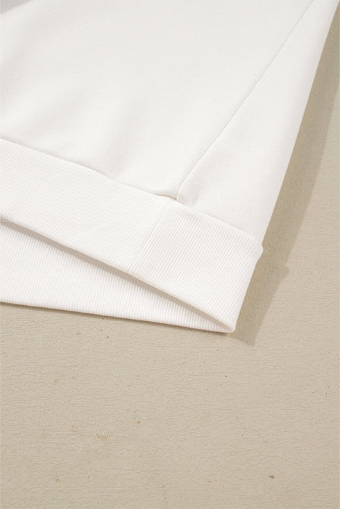 Casual Patchwork Drop Shoulder Pullover Short Sets