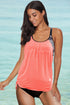 Loose Fit Geometric Trim Flowy Tankini Top