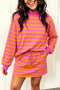 Striped Patchwork Mock Neck Pullover Dress Set