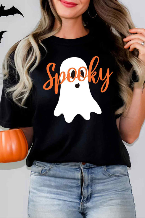 Spooky Ghost Character Print Expressive Graphic Tee