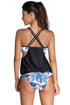 Adjustable Drawstring Blouson Hem Print Tankini Set
