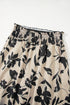 Bohemian Floral Print Smocked High Waist Wide Leg Pants