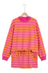 Striped Patchwork Mock Neck Pullover Dress Set