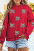 Sequin Bow Knot Graphic Mock Neck Sweatshirt