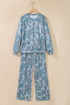 Abstract Floral Print Loose Pullover Drawstring Pants Two Piece Set