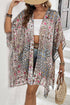 Bohemian Mixed Print Open Front Draped Kimono