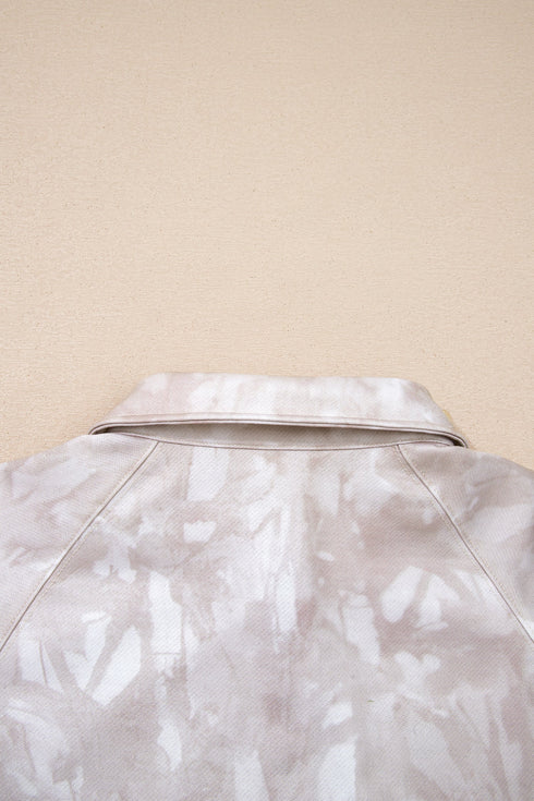 Abstract Woodland Print Balloon Sleeve Pullover Skort Two Piece Dress