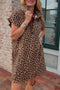 Leopard Print Western Shift Button Collar Pocket Mini Dress