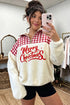 Plaid Patchwork Baggy Silhouette Plush Sherpa Sweatshirt
