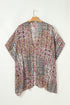 Bohemian Mixed Print Open Front Draped Kimono