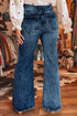 Cotton Polyester Denim Acid Pocket Flare Jeans