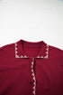 Bow Pocket Collared Long Sleeve Knit Cardigan