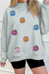 Sequin Pumpkin Face Graphic Mock Neck Sweatshirt